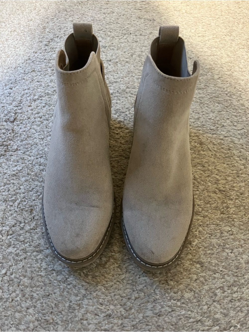DV by Dolce Vita Taupe Suede Chelsea Ankle Booties